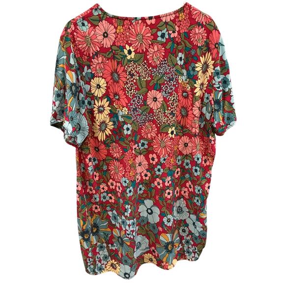 Natural Life Womens Mini Dress Size Medium Pink Blue Floral Boho Hippie Festival - Picture 4 of 4